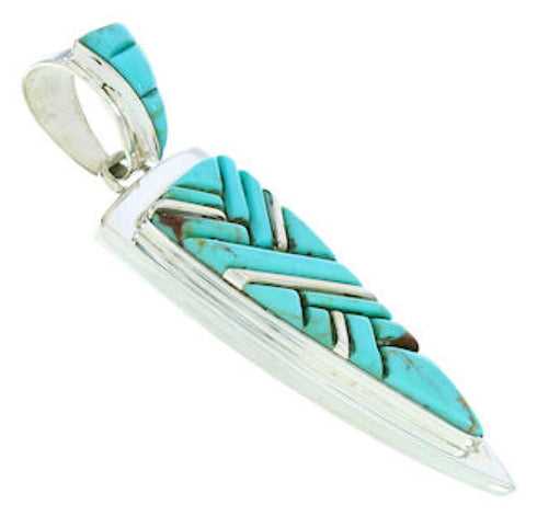 Southwestern Sterling Silver Turquoise Inlay Pendant AX23401